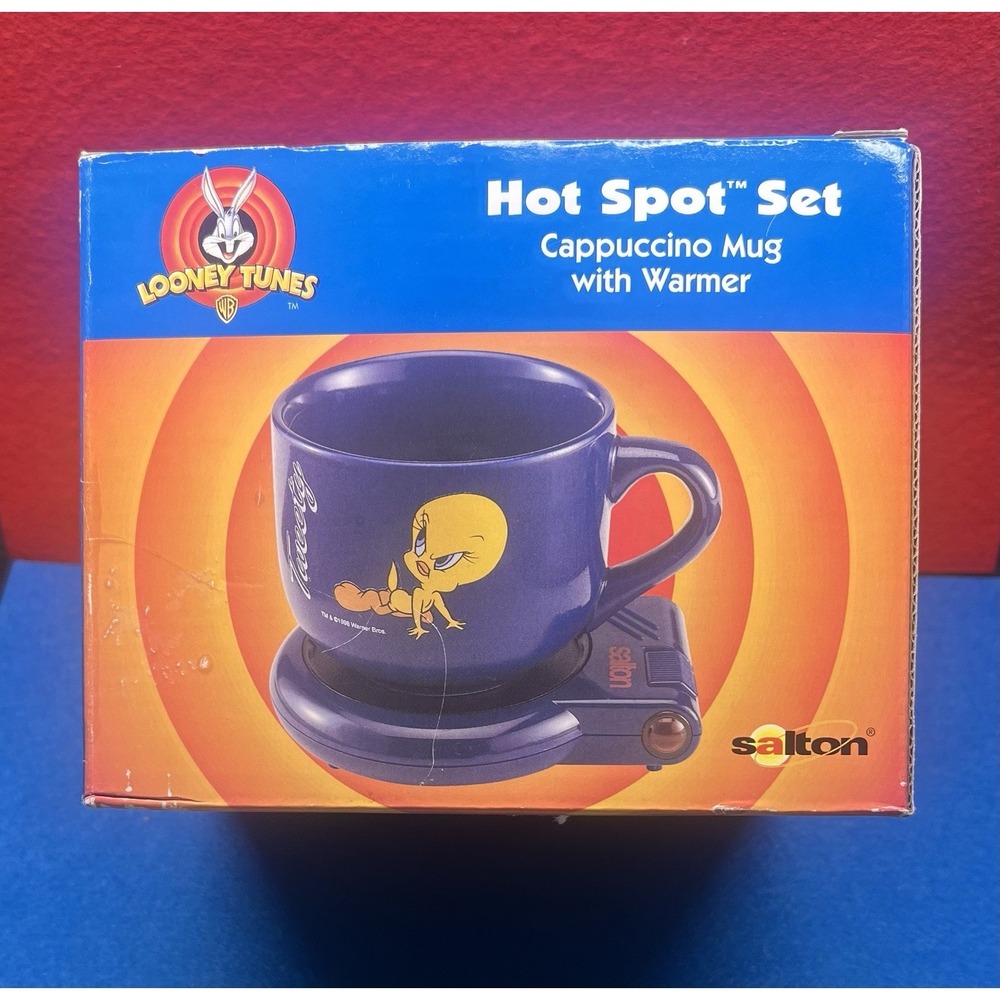 Looney Tunes Hot Spot Set Mug Warmer Tweety Bird Coffee Mug Salton NEW